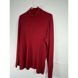 Chicos Red Turtle Neck Xl Studded Soft Sweater Knit 3